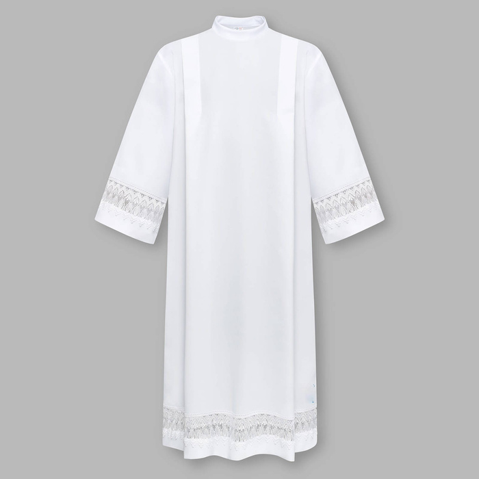 Alba s gipúrovým golierom so zipsom na ramene