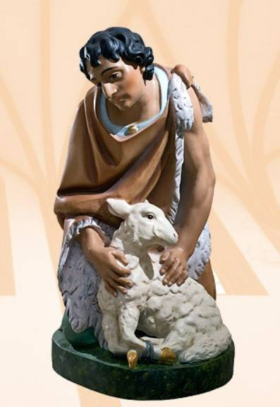 Kneeling Shepherd with Sheep Nativity Scene Figure (82 cm)