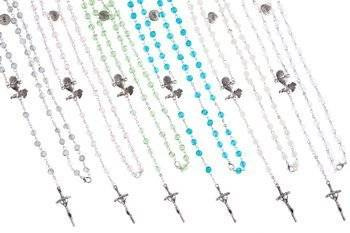 Rosary for First Communion - glass - clasp - 6 mm - mix colors