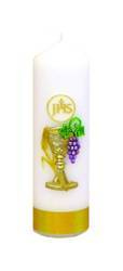 Chalice candle with grapes - table candle with applique