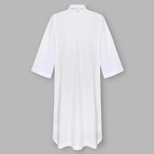 Airy elan-cotton priest's alb with front zipper closure