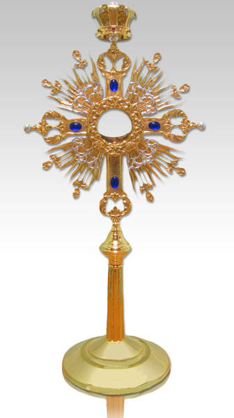 Large monstrance decorated with stones with a height of 80 cm